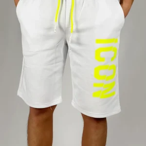 Bermuda bianco con logo fluo