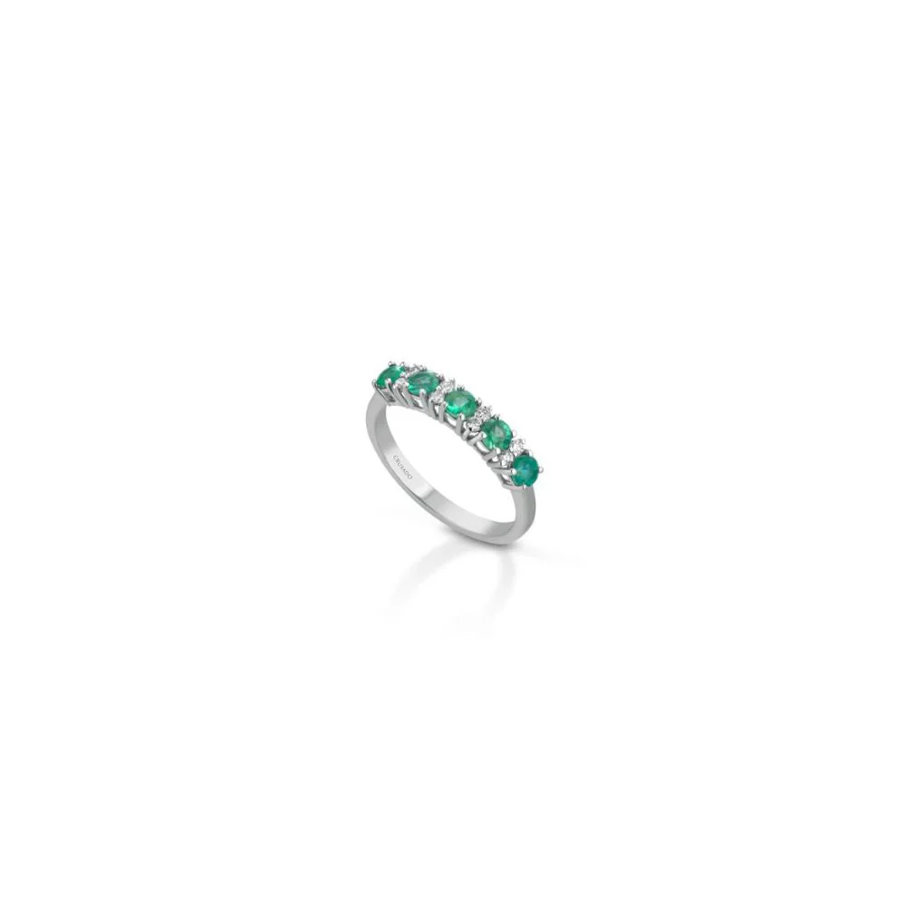 Anello in Oro Donna Crusado Collezione Mykonos Con Diamanti e Smeraldo - immagine 2