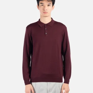 Polo bordeaux in Merino Extrafine