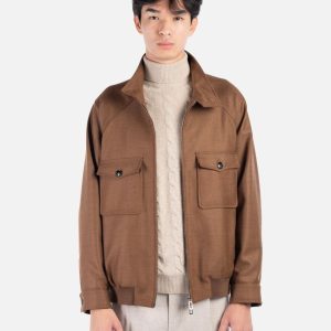 Bomber in Lana Cuoio