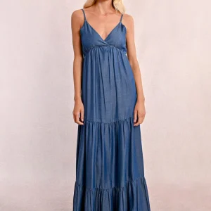 Abito Molly Bracken in denim scollo a v